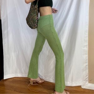 Source Unknown Crochet Thread Knit Pants, Parakeet